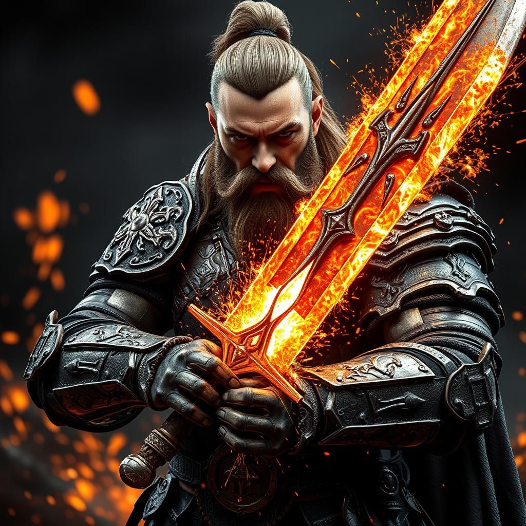 Warrior with fire sword