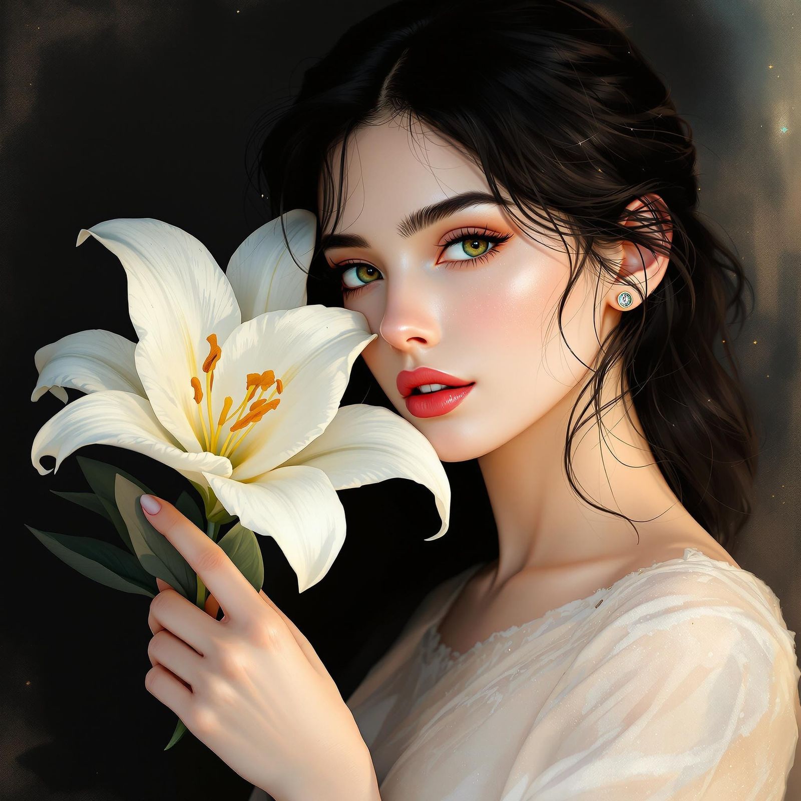 Enchanting Woman in Pastel Hues, Minimalist Art