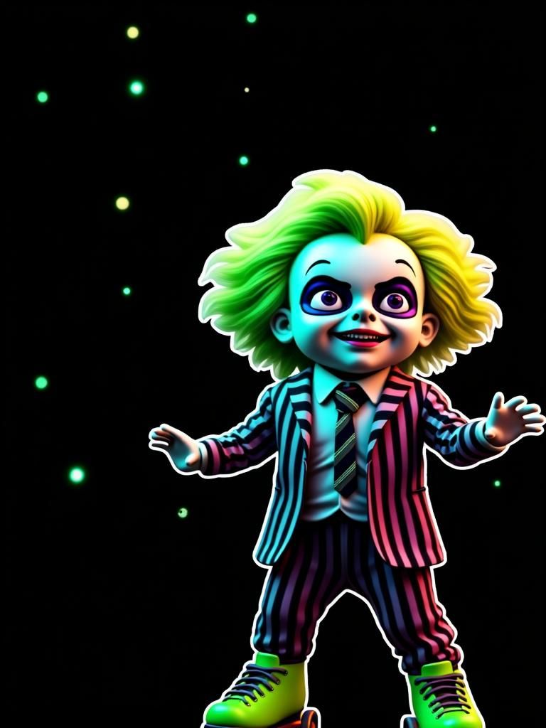 Beetlejuice Kid on Retro Roller Skates
