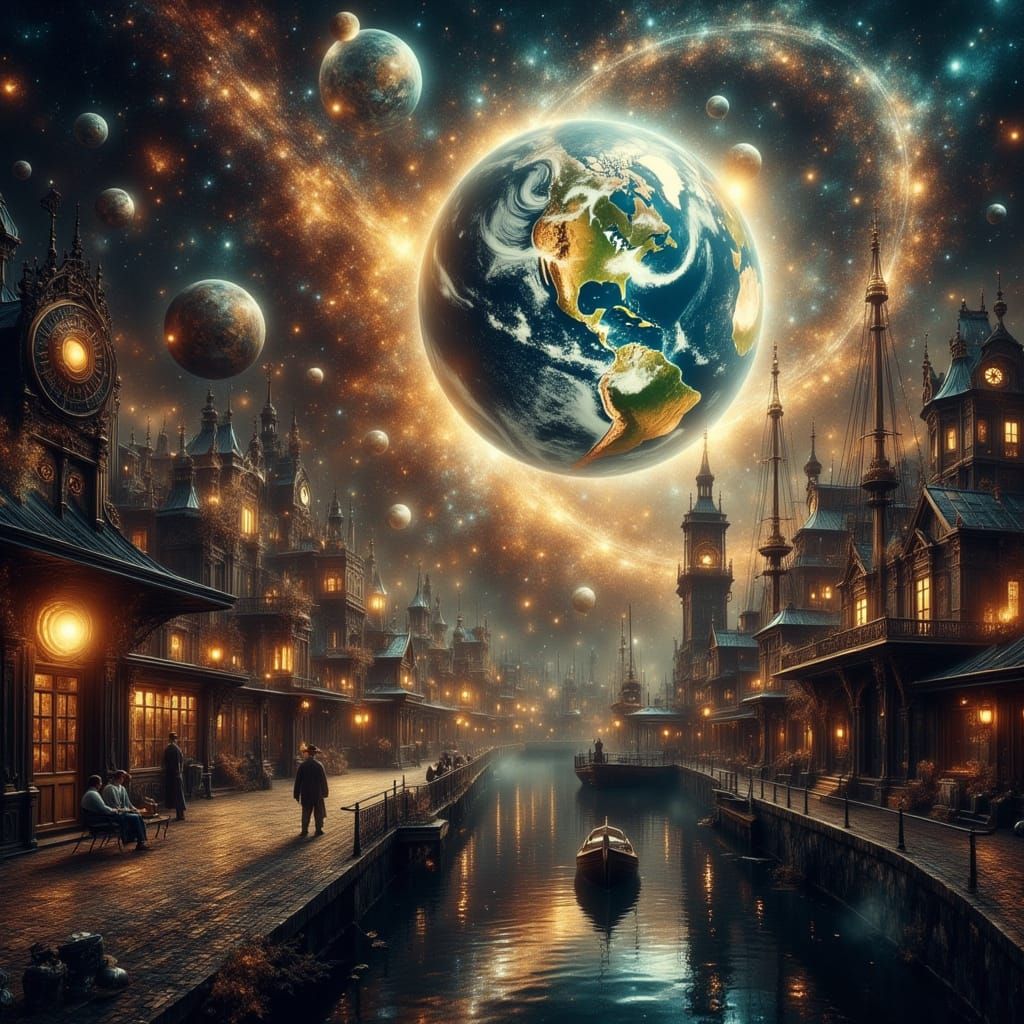 Steampunk Vessel Collides with Space and Time