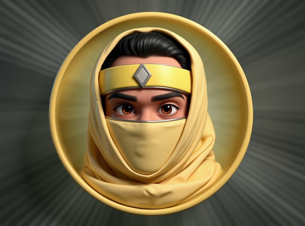 Aisha as Yellow Ninja in Disney Pixar Style