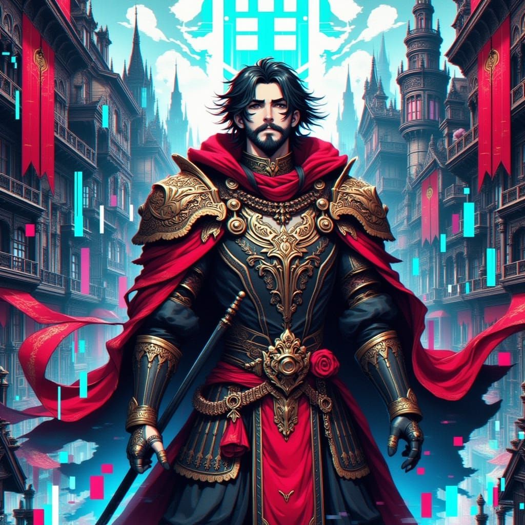 Paladin in Adamantite Armor in Anime Style