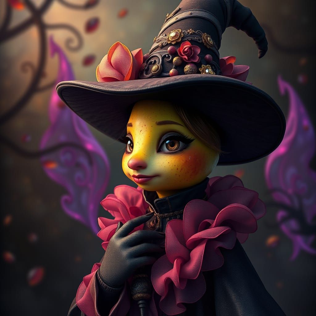 Elegant Whimsical Witch in Muted Tones