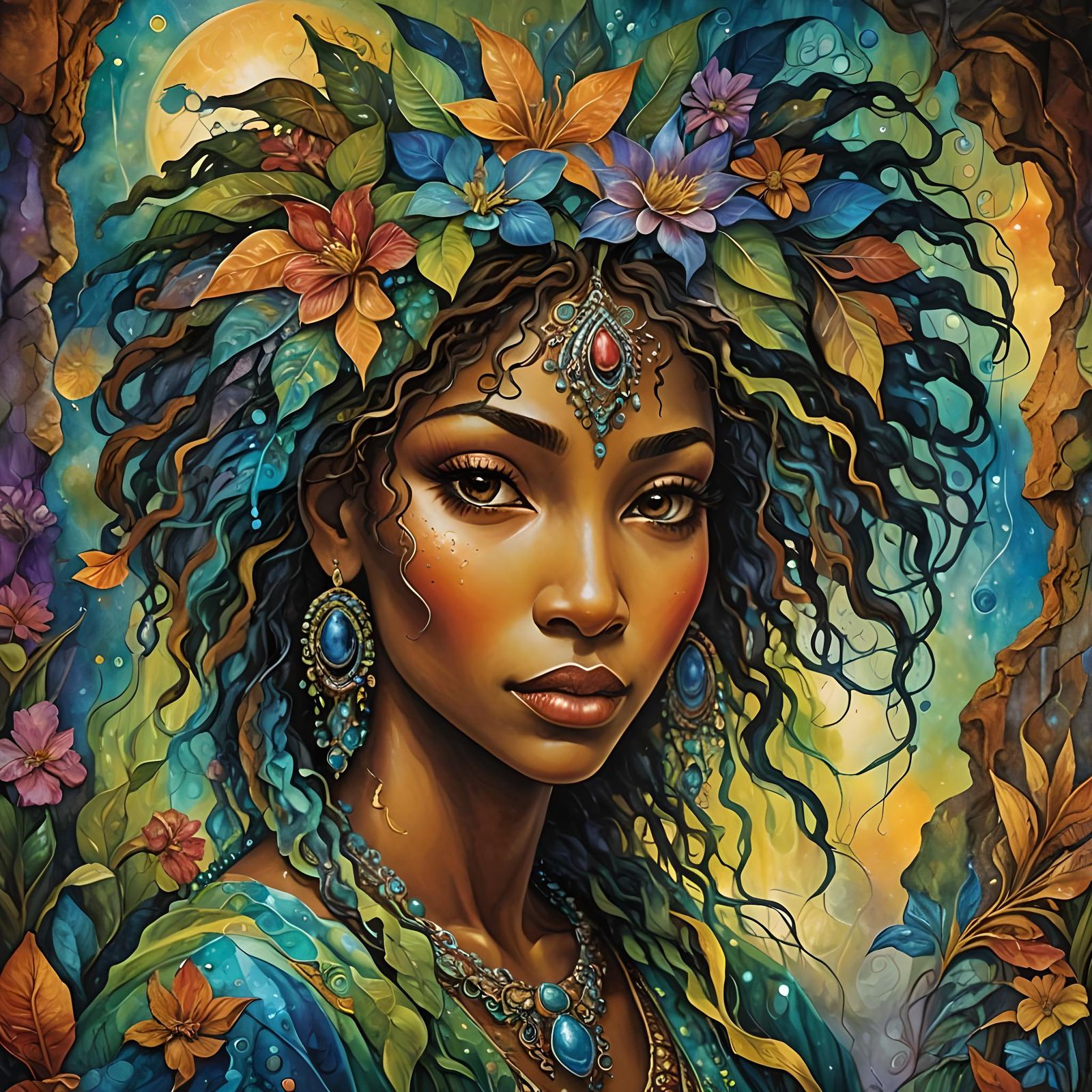 Abstract African American Women in Wet Brush Style