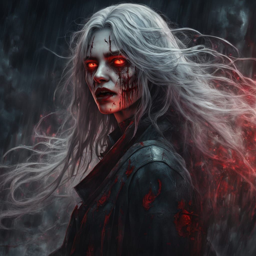 Anime Vampire Girl Portrait in Manga Style