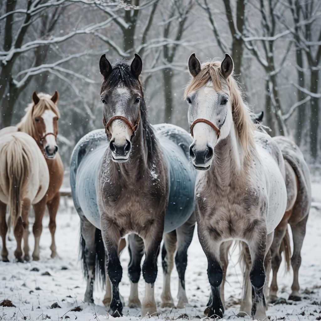 Horses in Winter Wonderland: Wildlife Photography