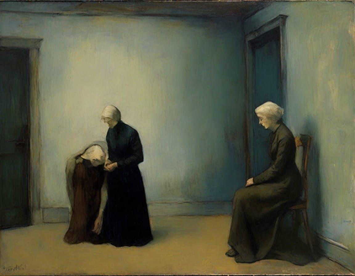 Woman in Resignation, Impressionist Expressionism Painting