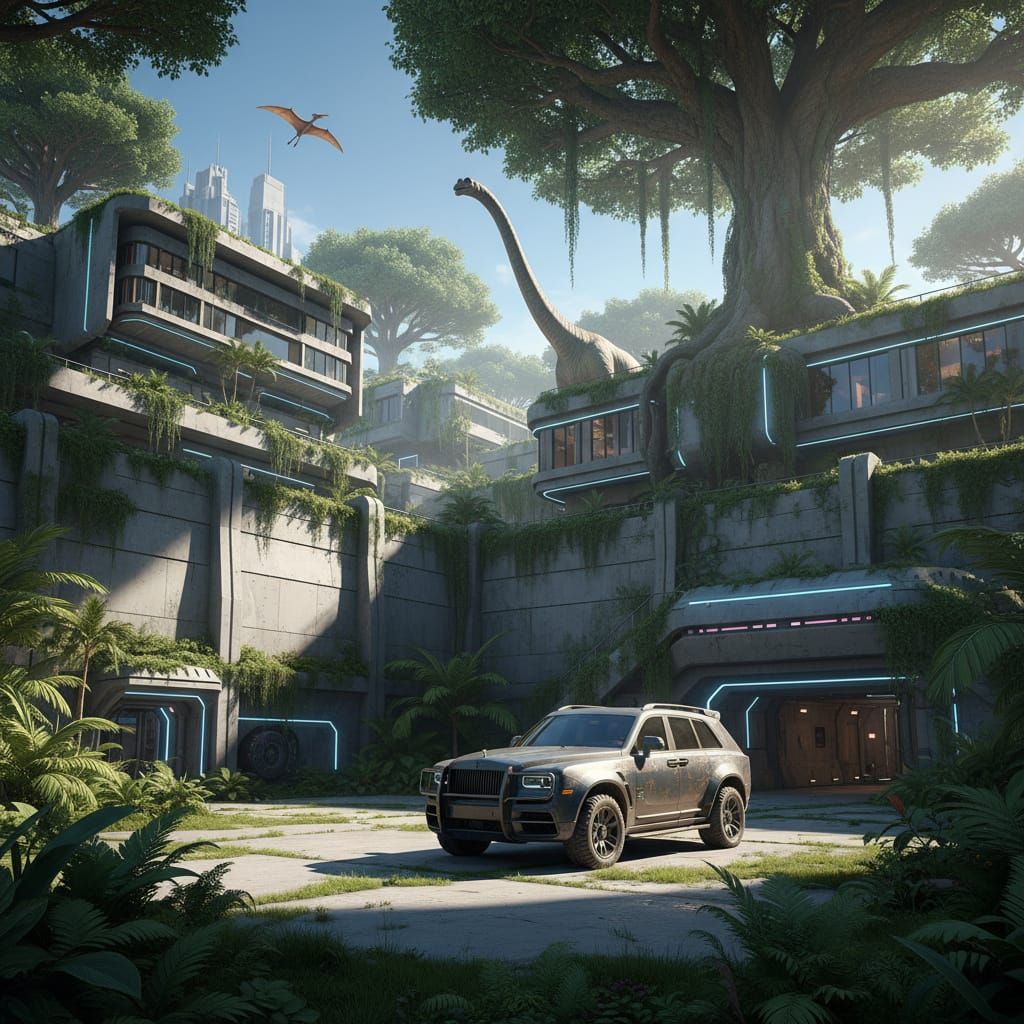 Lush Neon Bunker Cityscape Architecture