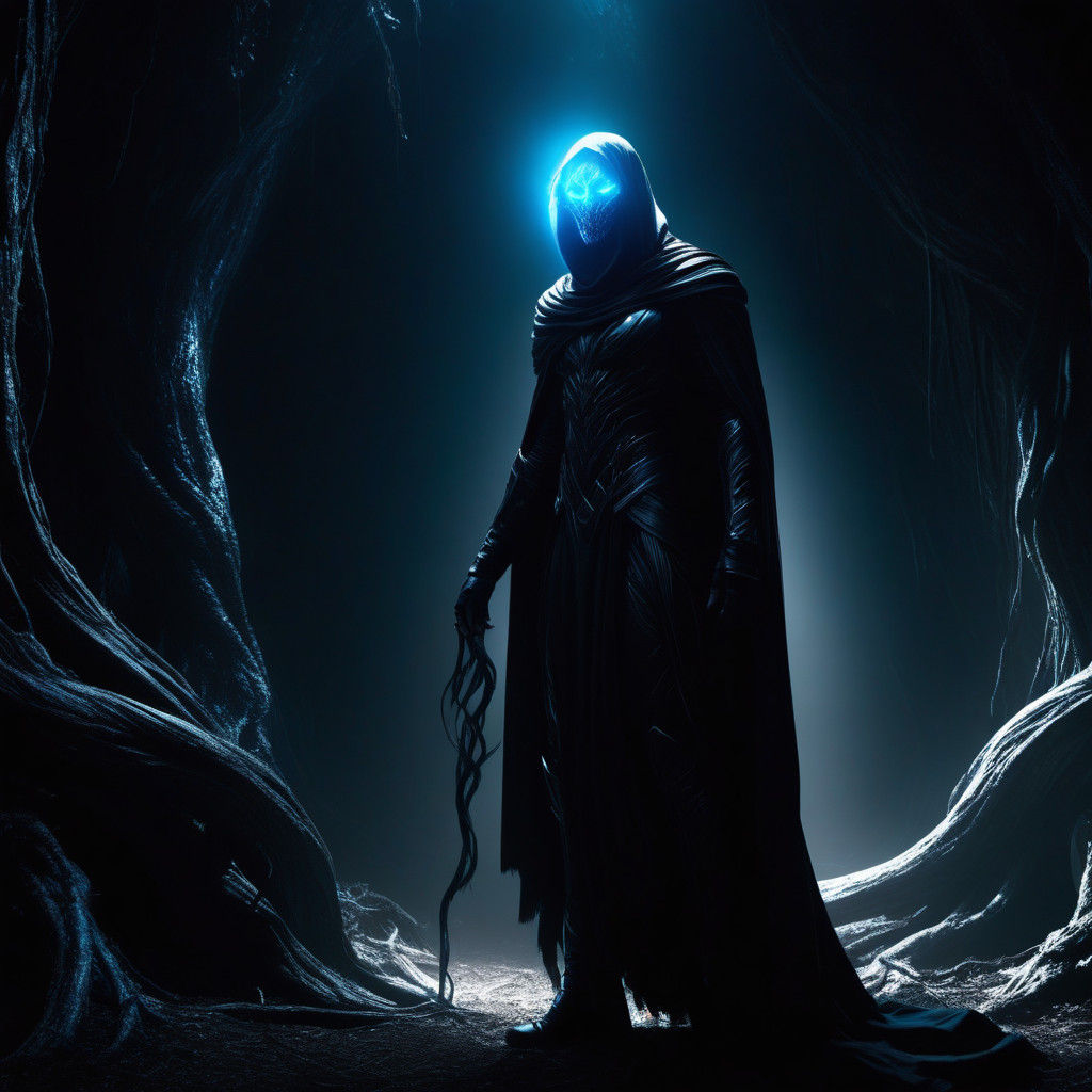 Ethereal Dark Fantasy Warrior in Twisted Nightmarish Realm