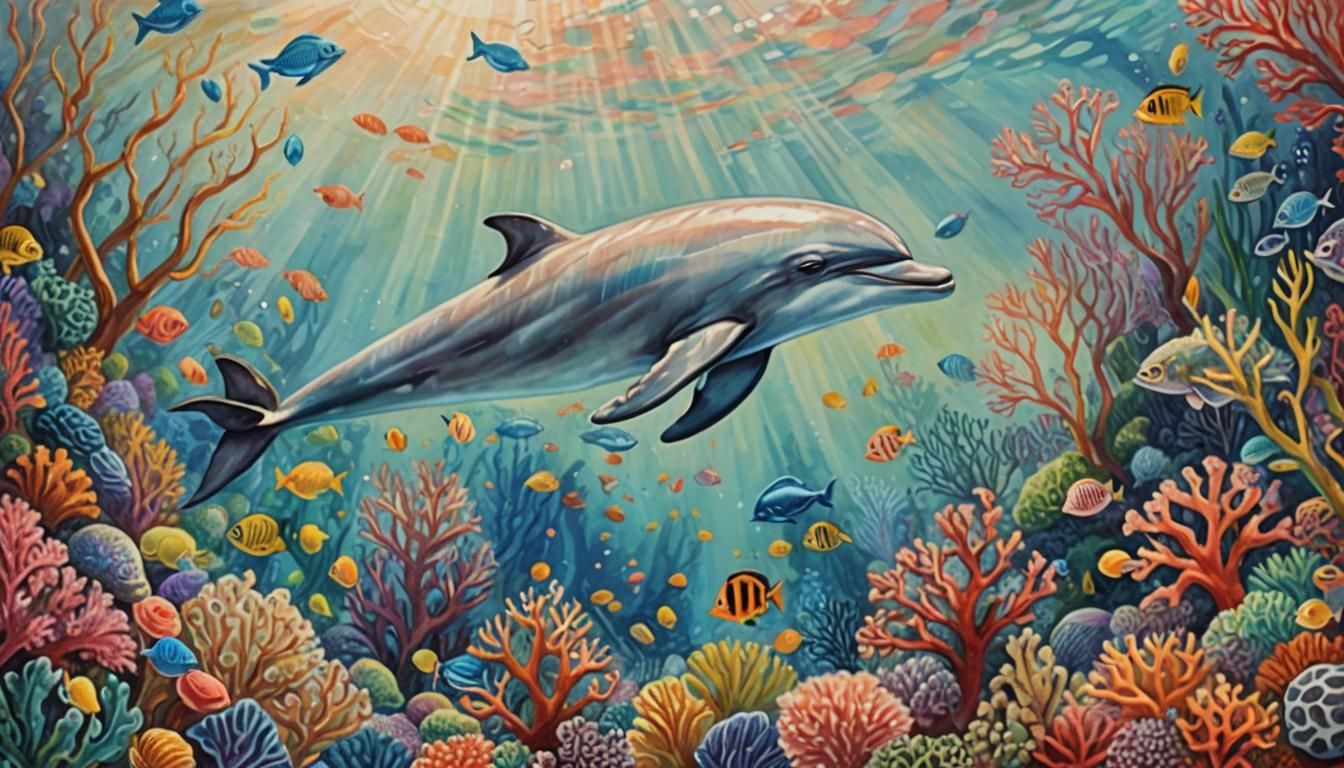 Dolphin's Paradise: Impressionistic Marine Art