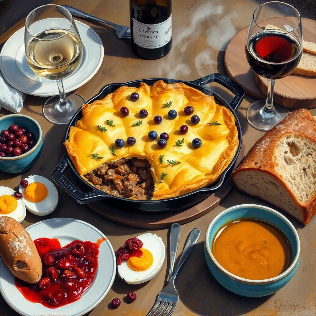 Pan-fried werecat silverside pie with cassia buds and elderb...