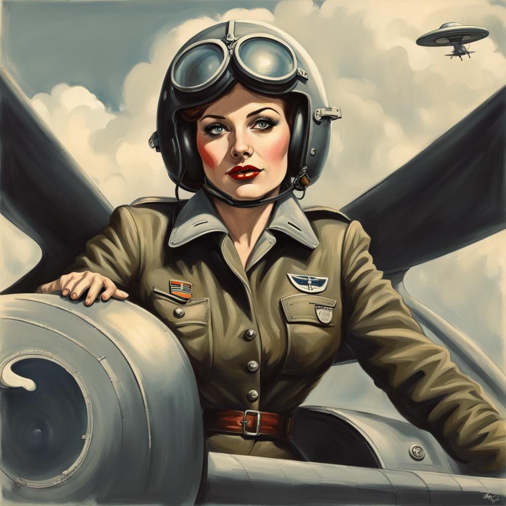 Luftwaffe Pilot Pinup in German UFO