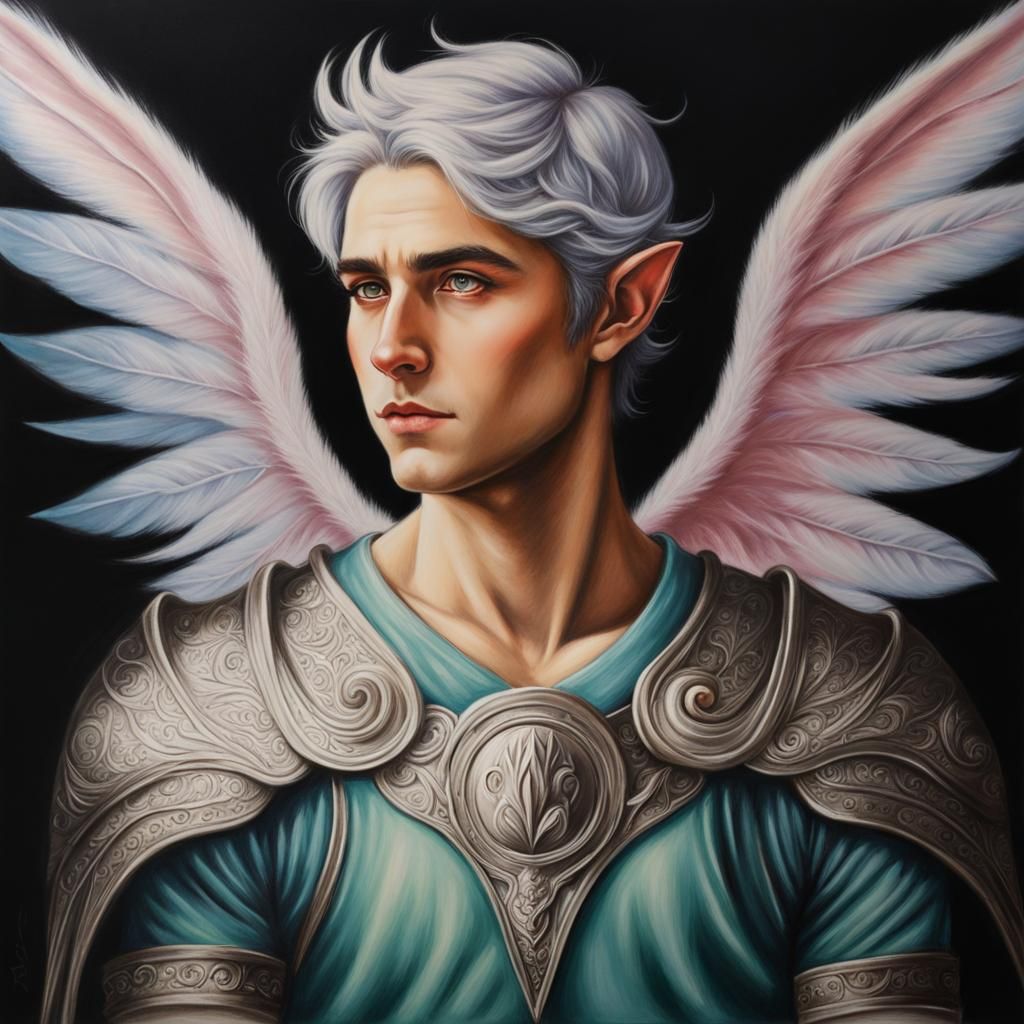 Winged Elf in Romantic Surreal Pastel Art