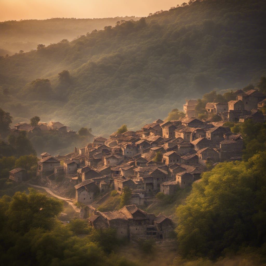 Magical Ancient Village in Golden Hour