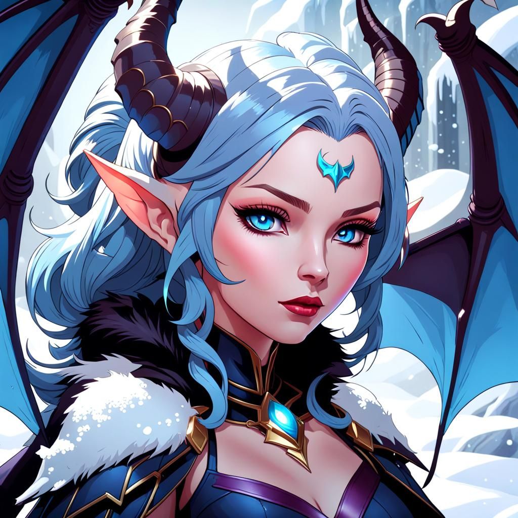 Tiefling Portrait in Fantasy Art Style