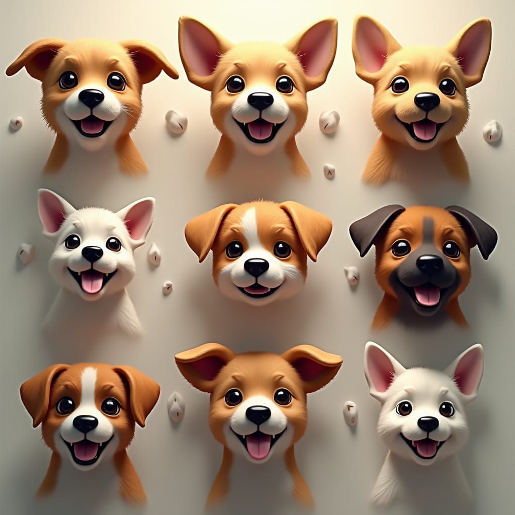 Expressive Dog Faces in Dreamlike Realms