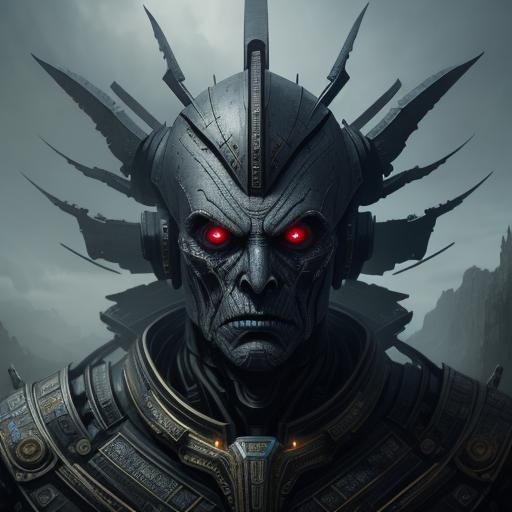 Creepy Robot Face in Digital Matte Painting Style