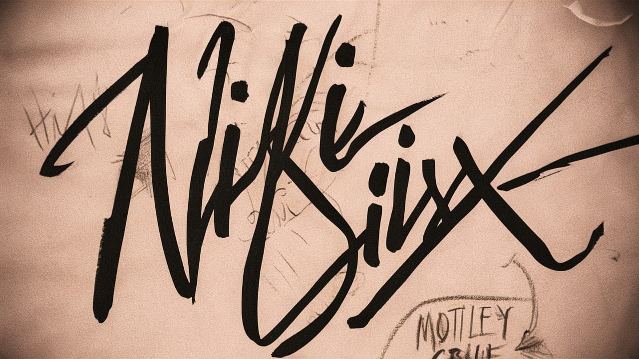 Nikki Sixx's Iconic Cursive Signature in Black Ink