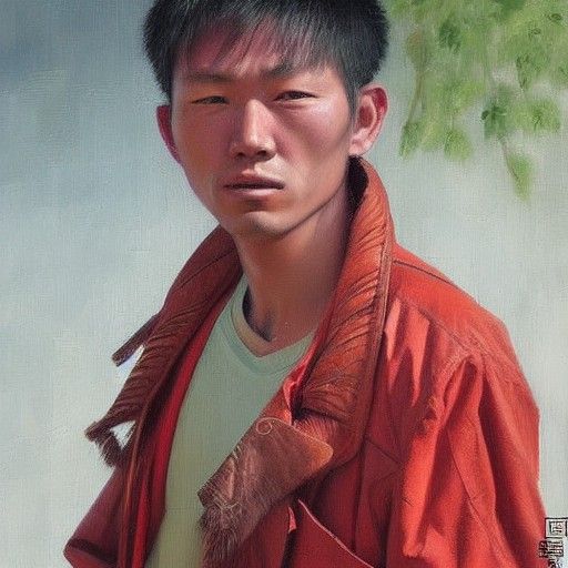 Chinese Gangster: Oil Painting Portrait