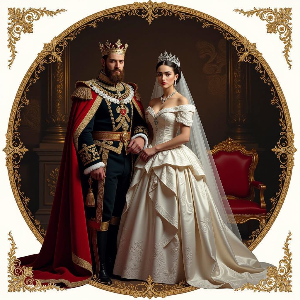 Regal King and Queen in Ornate Setting