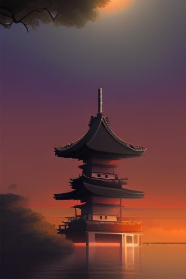 Samurai at Sunrise: Detailed Matte Painting