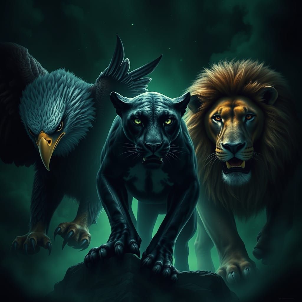 Majestic Trio Movie Poster: Eagle, Panther, Lion