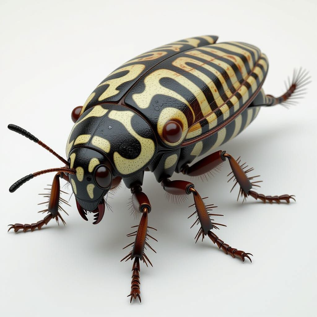 Zebra Cockroach Vulture Hybrid in Hyperreal 3D