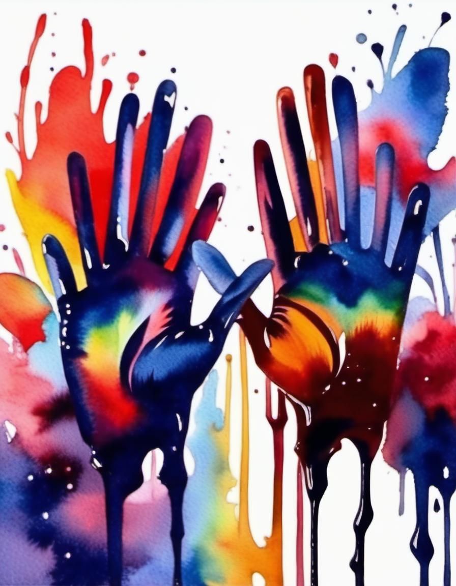 High Five of Political Solidarity in Watercolor