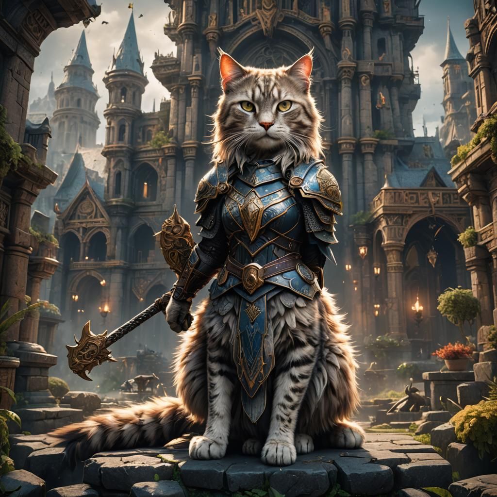 Valkyrie Cat Fantasy Concept Art in 8k
