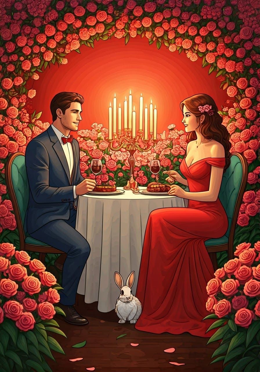 Steak Dinner in a Romantic Rose Garden Setting