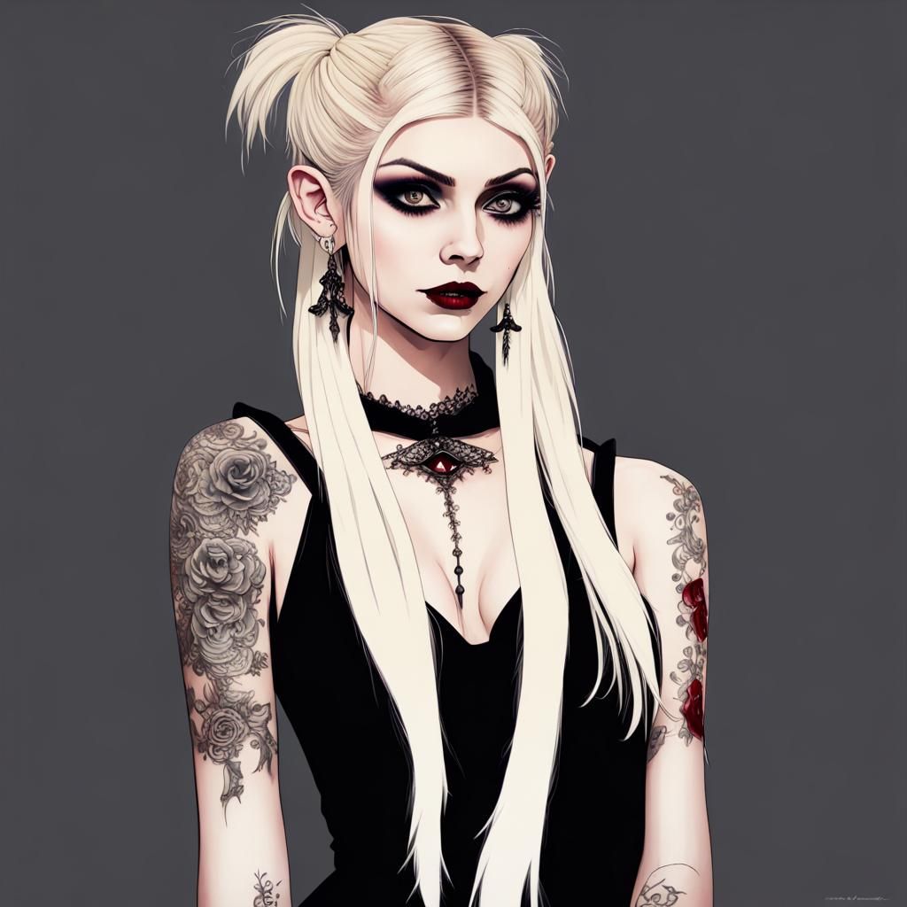 Punk Rock Woman with Blonde Ponytail in Moonlight