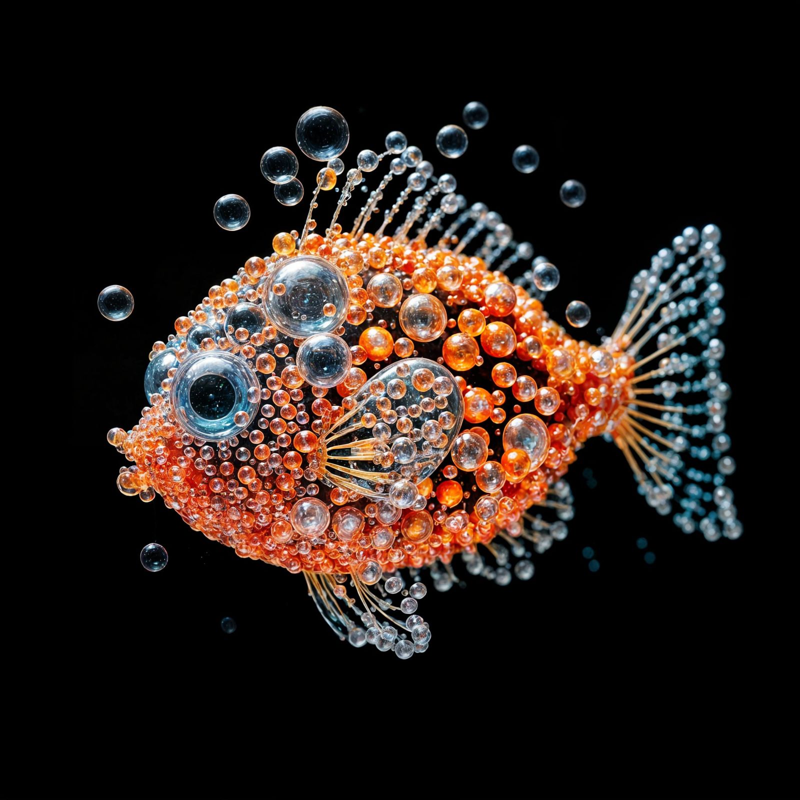 A fish made of hundreds of bubbles