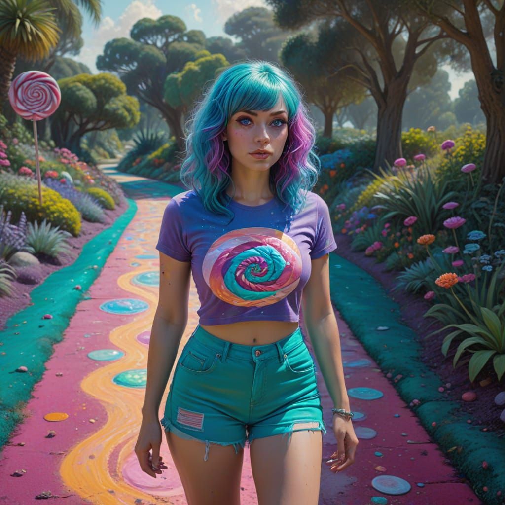 Psychedelic Candy Core Portrait of a Woman