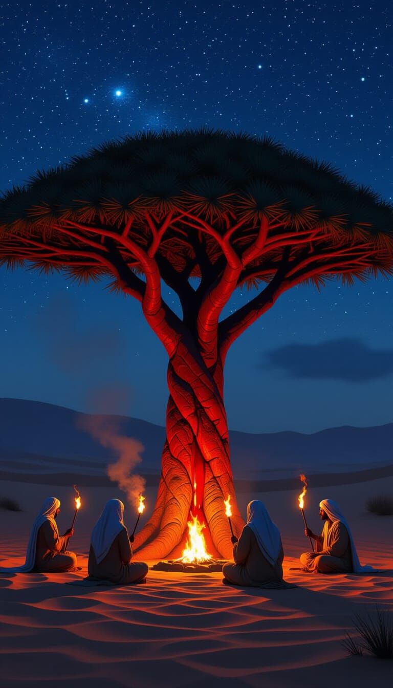 Ancient Ritual at Glowing Dragon's Blood Tree