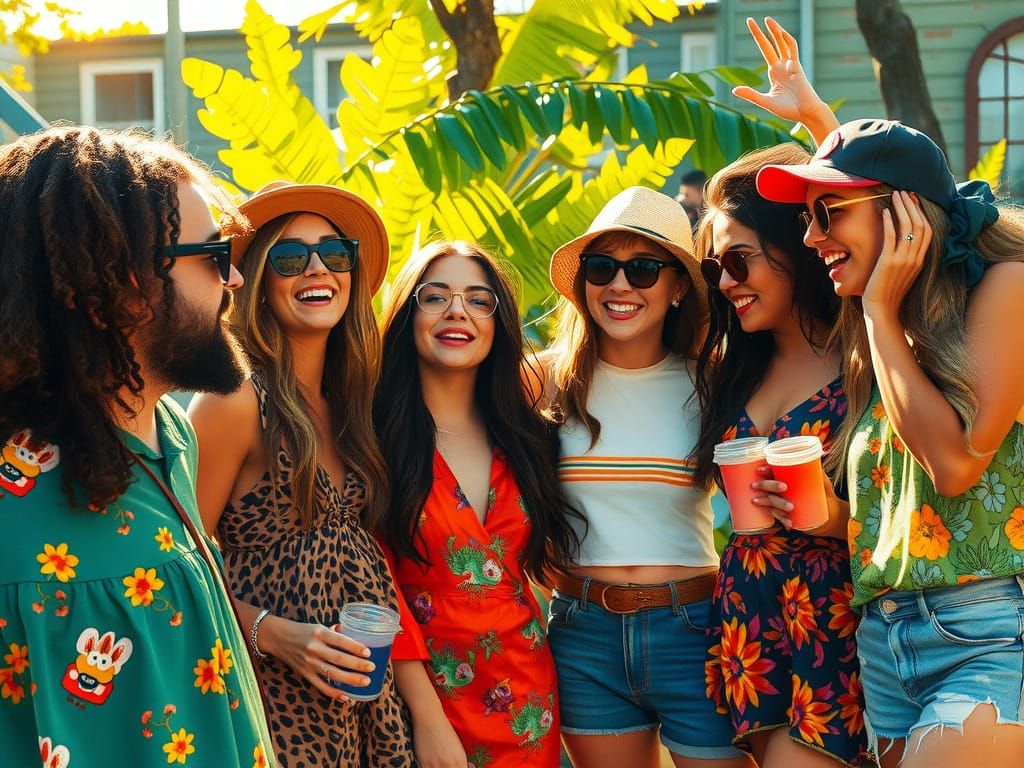 Vibrant Friends in Gouache Watercolor Gathering