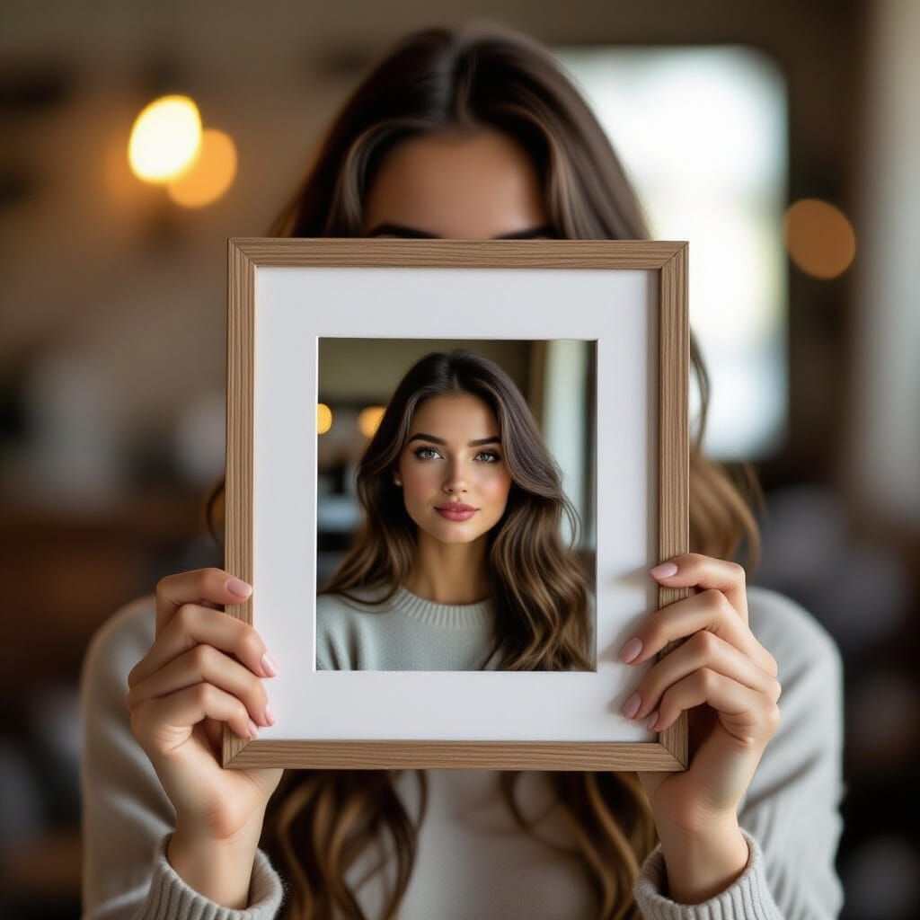 Recursive Photo of Woman with Photo: Photography