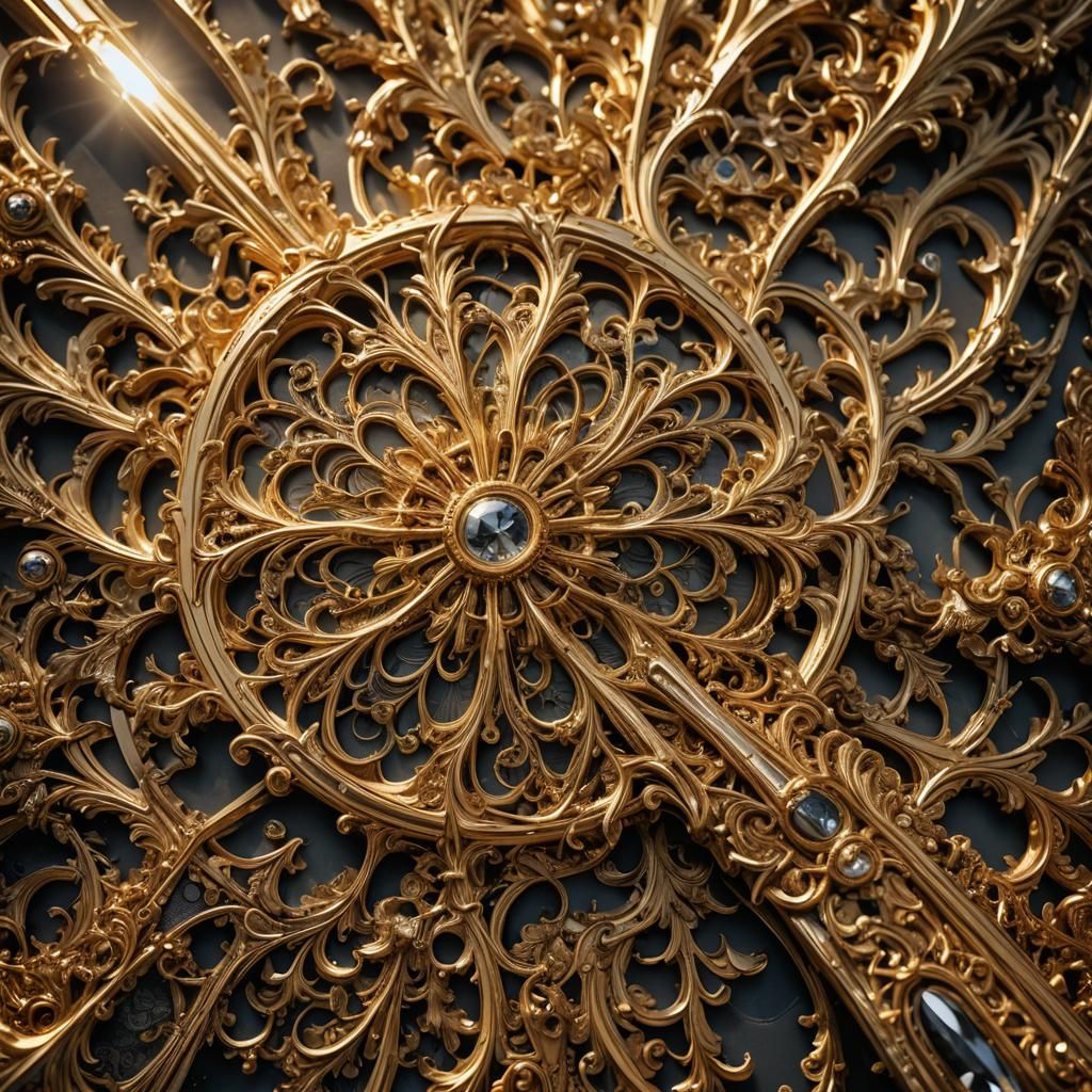 Gold Sundial with Intricate Details in HDR