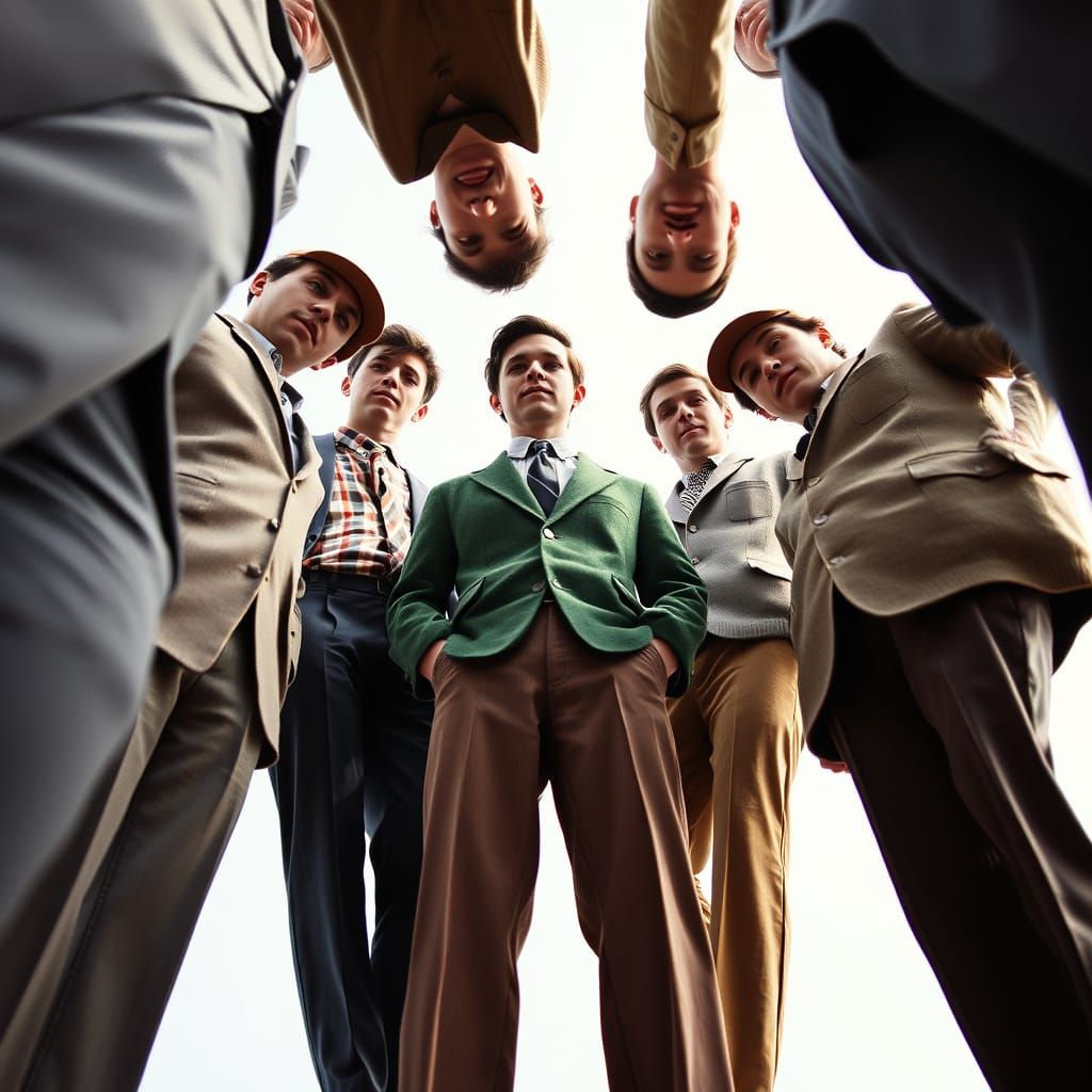 1950s Men's Fashion Showcase with Wide Trousers