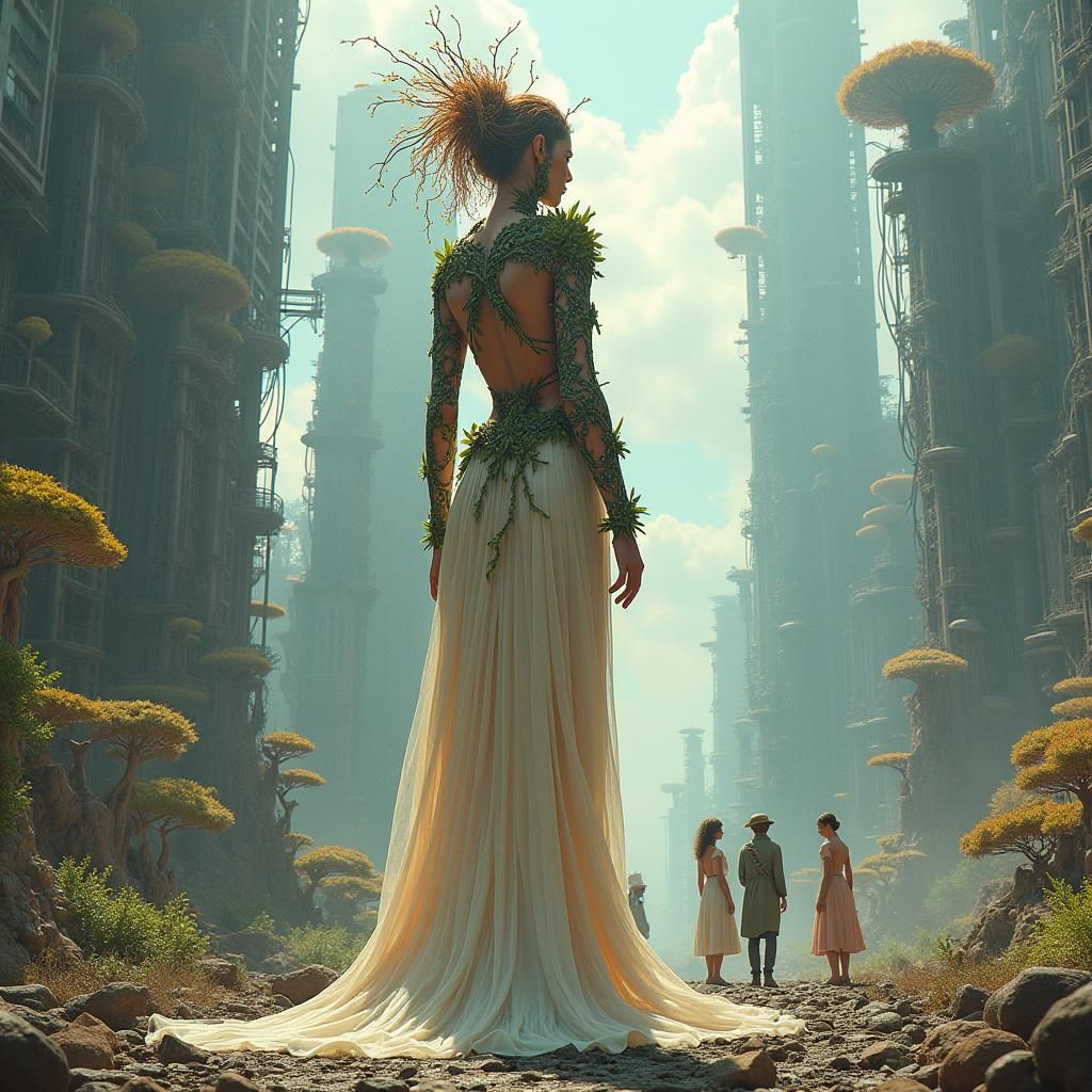 Futuristic Mother Nature Turns Away from Dystopian City