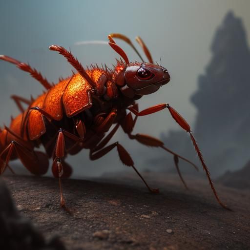 Very close up red fire ant