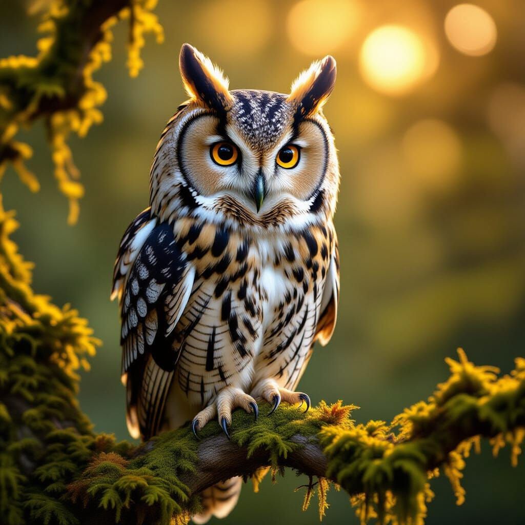 Majestic Owl in Golden Light, 8k Resolution