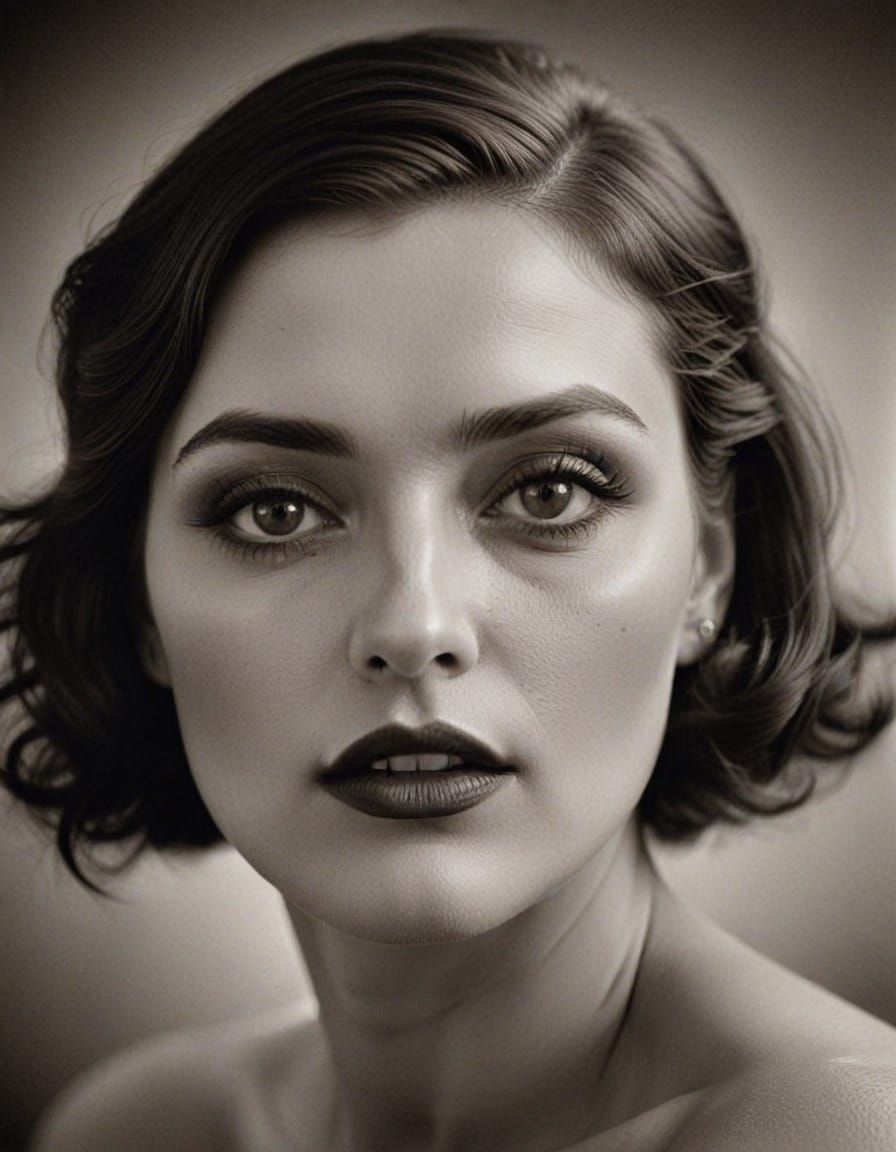 Vintage Sepia Portrait of a Seductive Lady