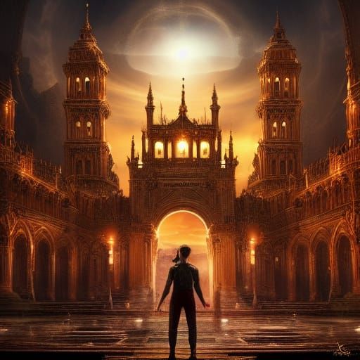 Golden City Portrait: Cinematic Digital Matte Painting
