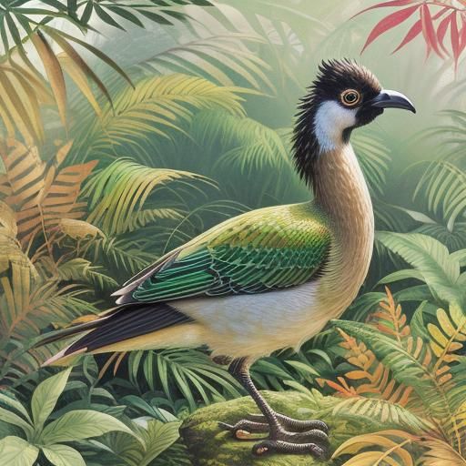 Kiwi and Emu in New Zealand Forest