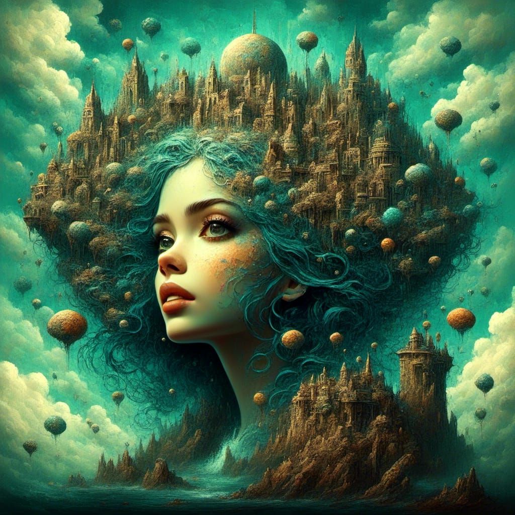 Surreal Girl on the Edge of Dreaming