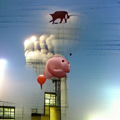 Pink Pig Balloon Over Factory