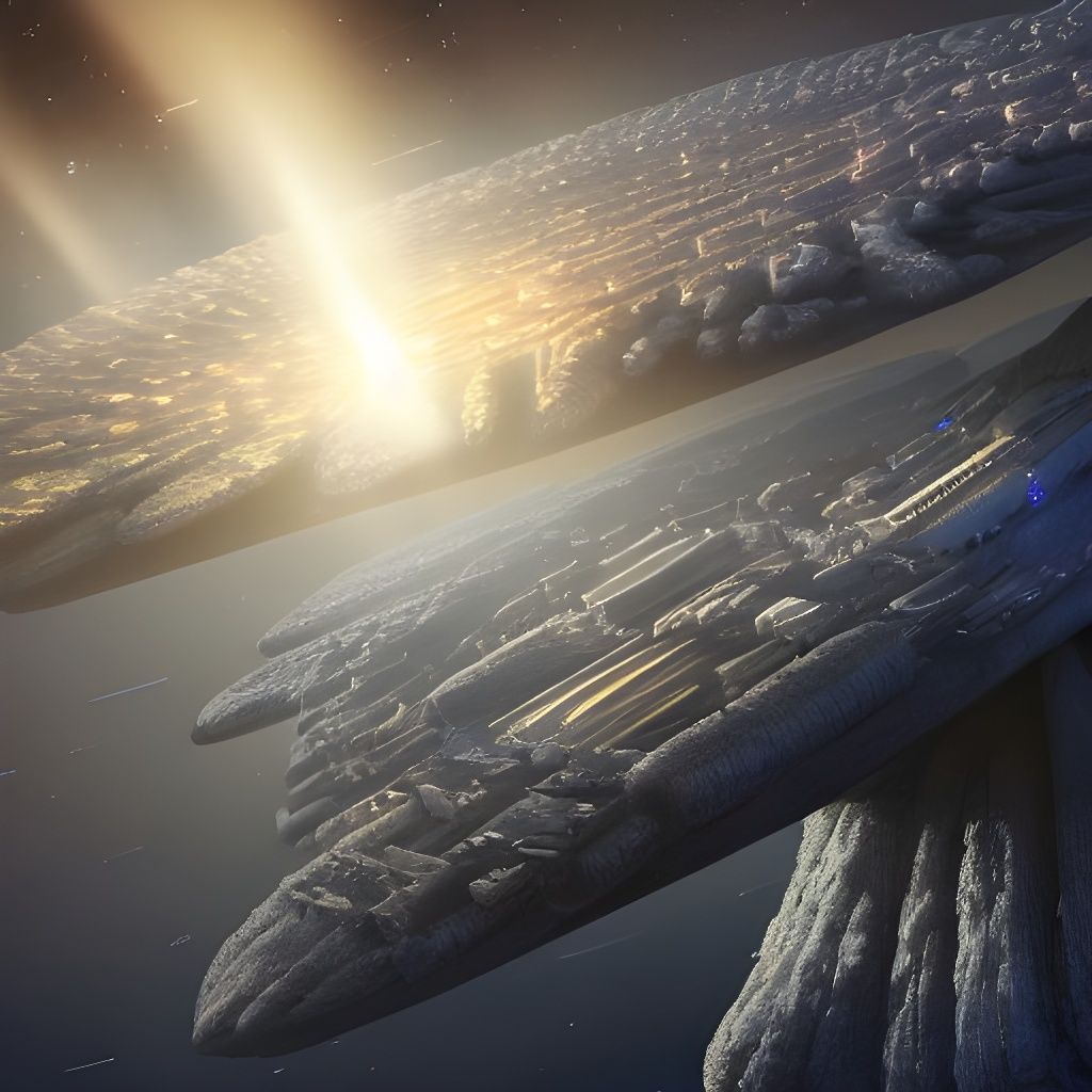 Illuminated Capital Mothership in Detailed Matte Painting