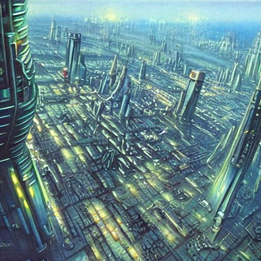 Futuristic Floating City: An Oil Painting by Gurney