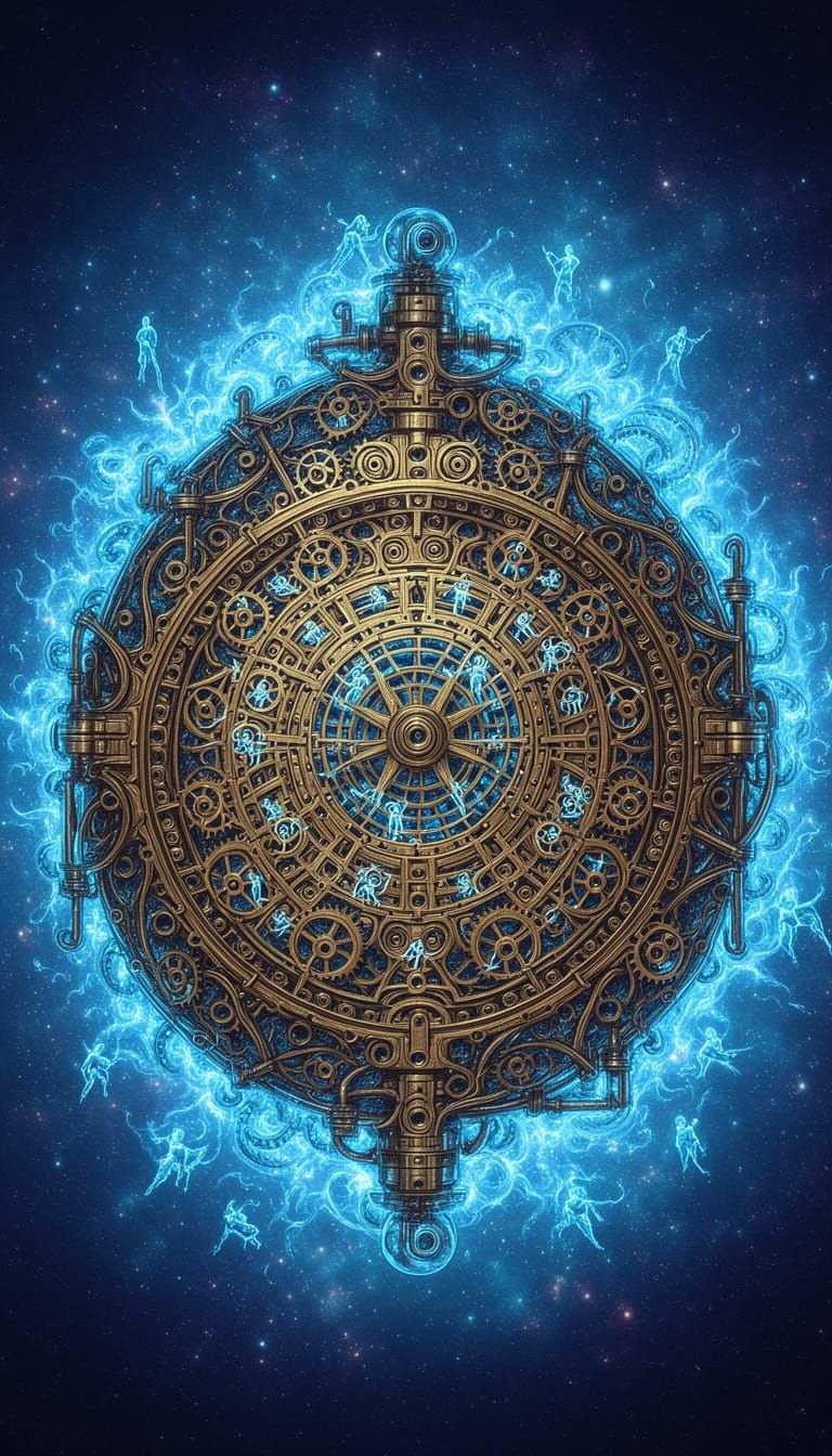 Intricate Clockwork Nebula in Steampunk Style