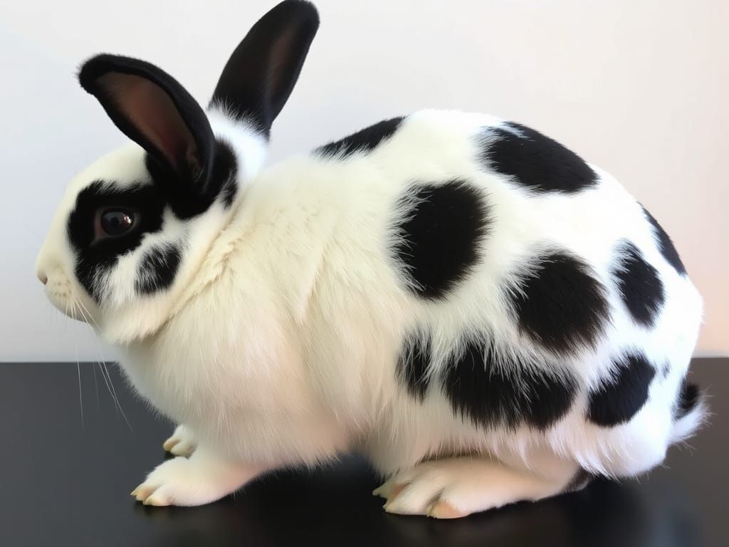 Whimsical White Rabbit with Facial Spots
